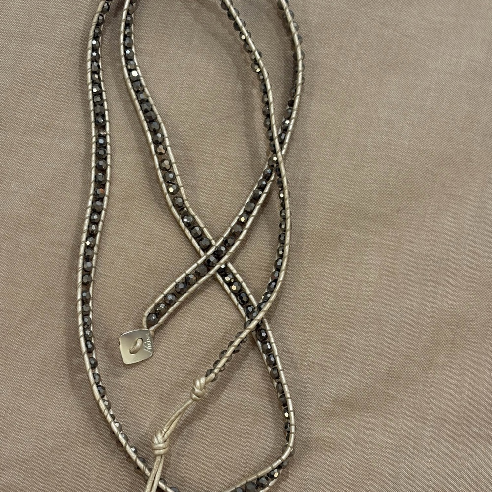 Nakamol Silver-Tone Dark Beaded Wrap Bracelet